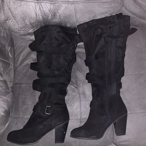 Faux Suede Wide Calf Boots 10W